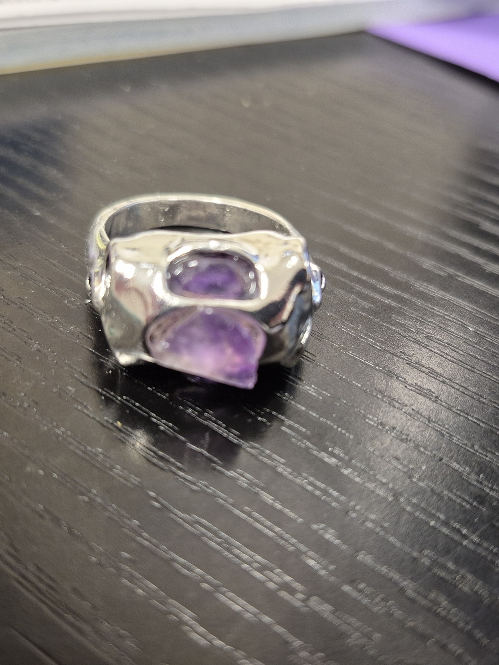 Amethyst Statement Ring With Skulls